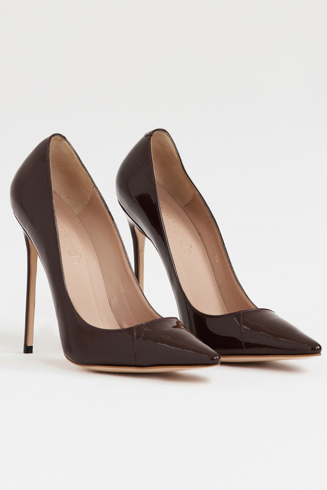 'PARIS' 5' Paint Brown Patent Leather Pointy Toe Heels
